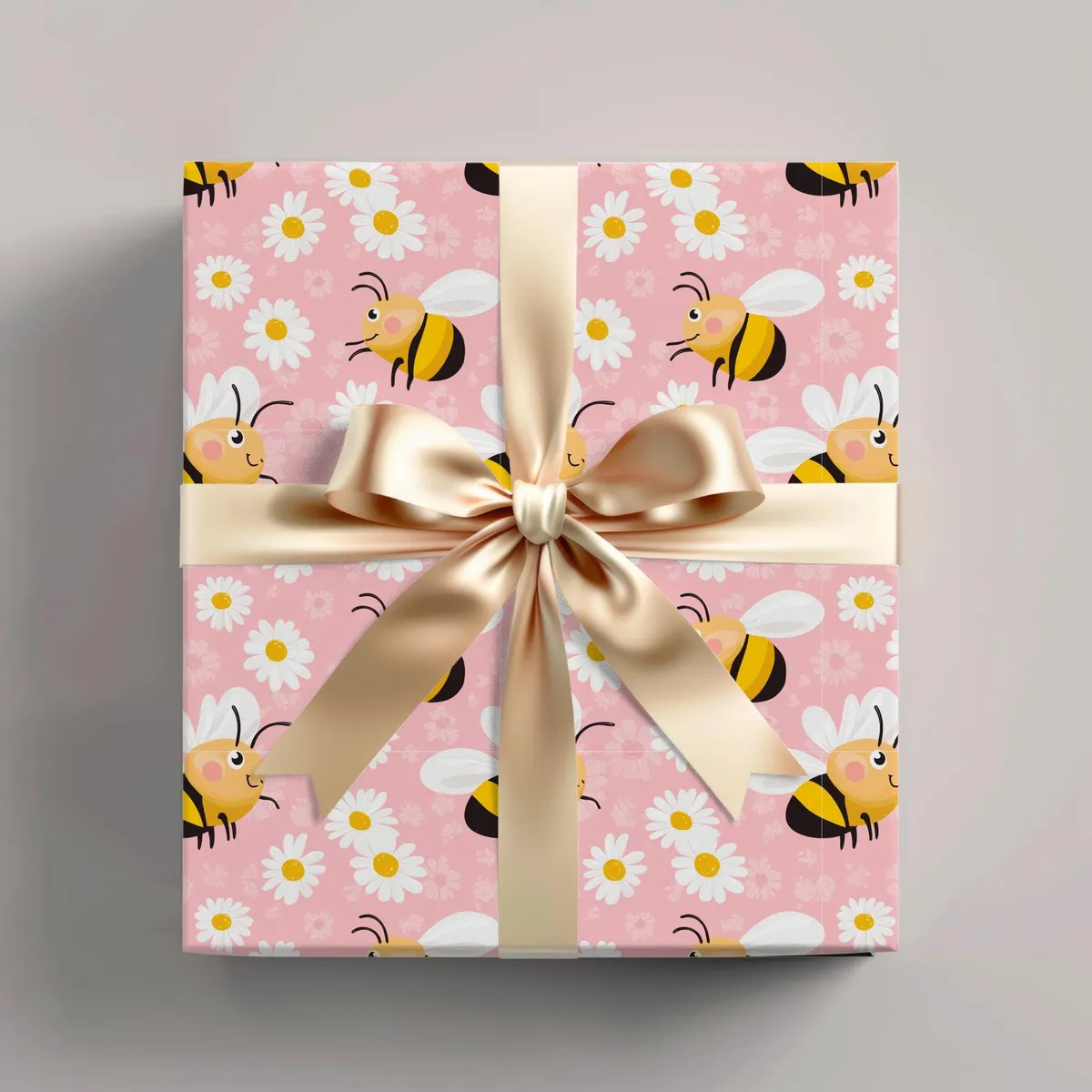 Bee and Daisy Wrapping Paper: Floral Gift Wrap