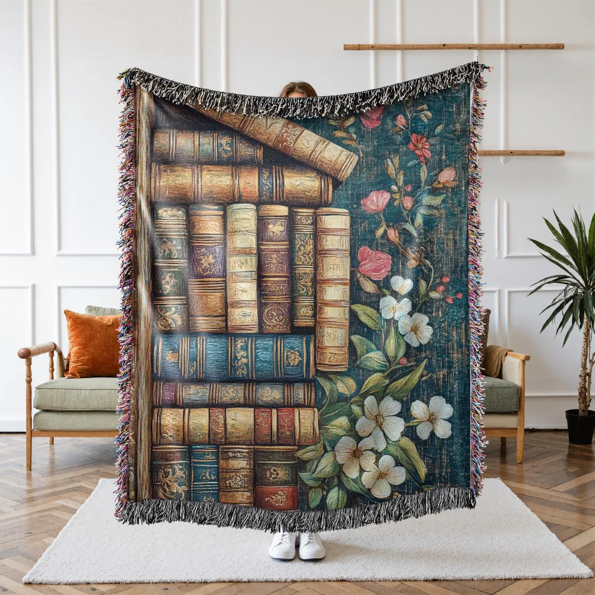 Bookshelf Woven Blanket