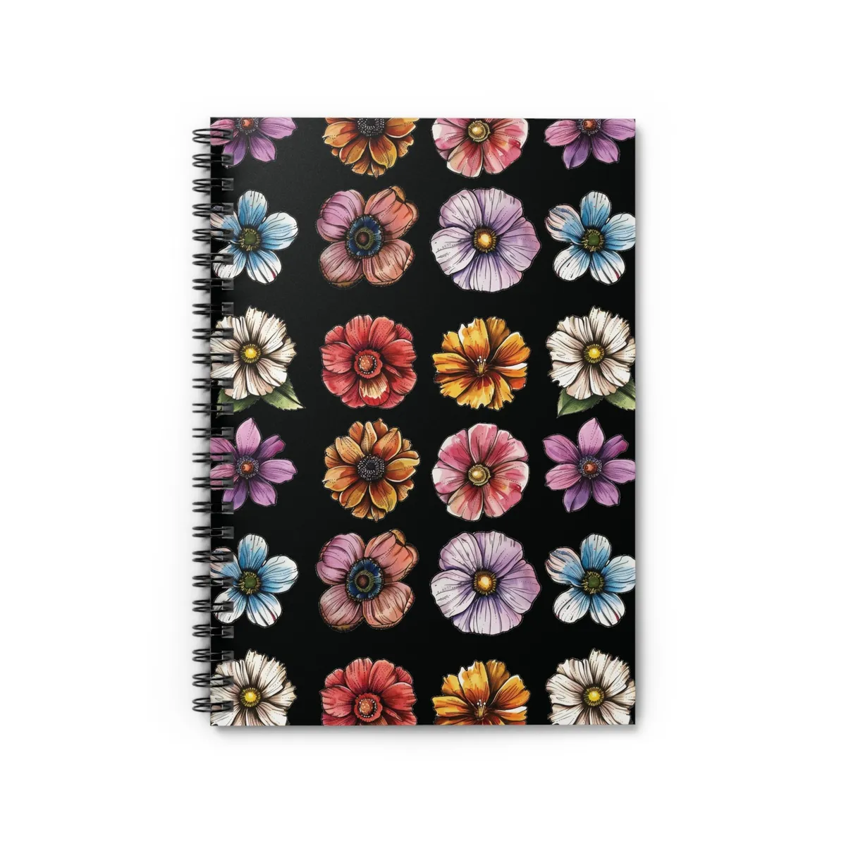Fancy Florals Spiral Notebook - Black — view 2