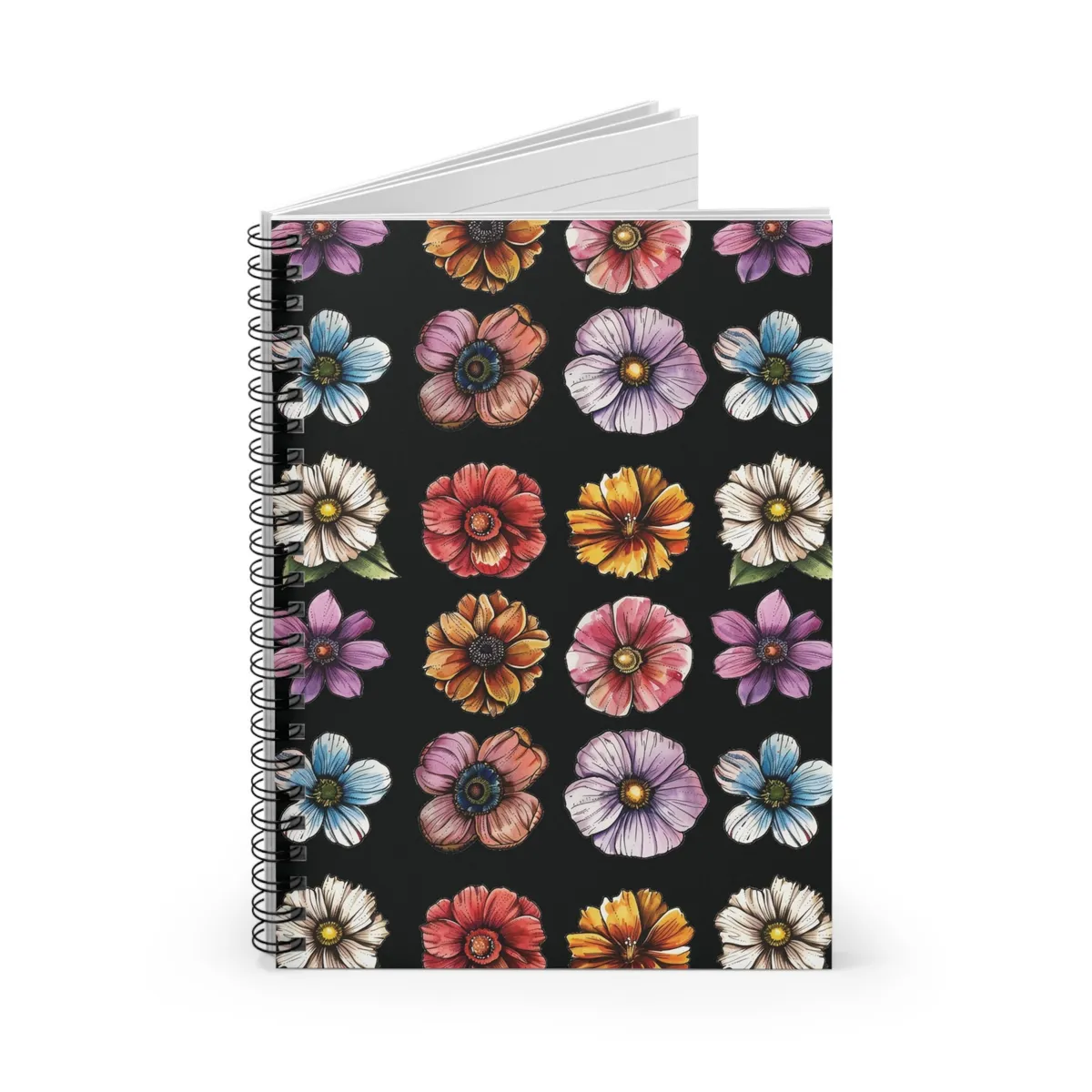 Fancy Florals Spiral Notebook - Black — view 3