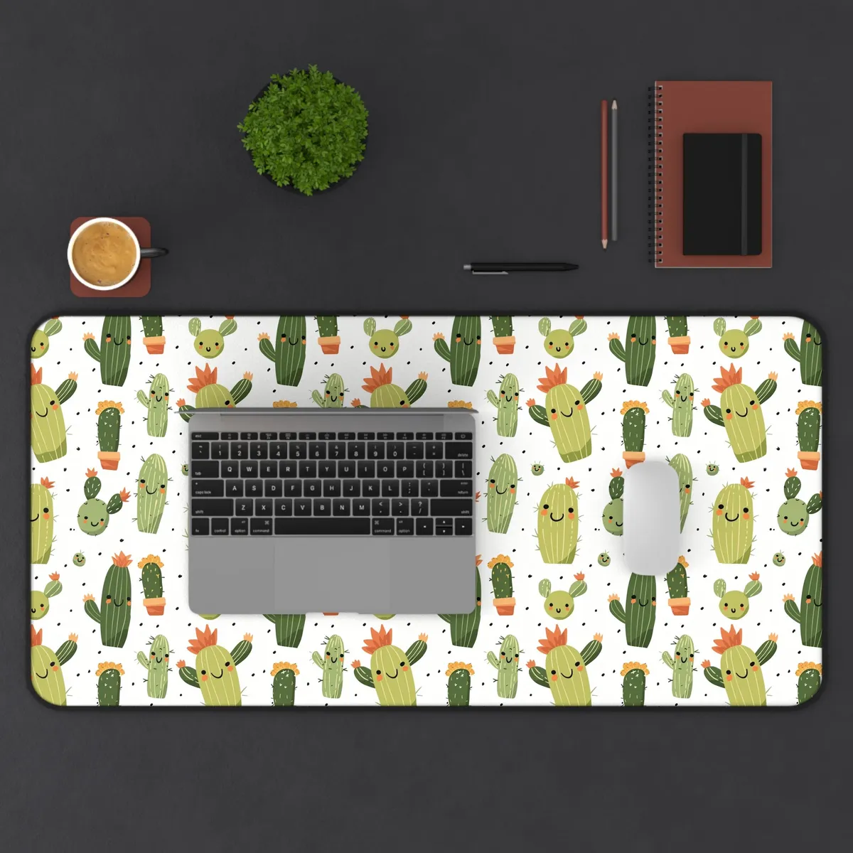 Happy Cactus Desk Mat