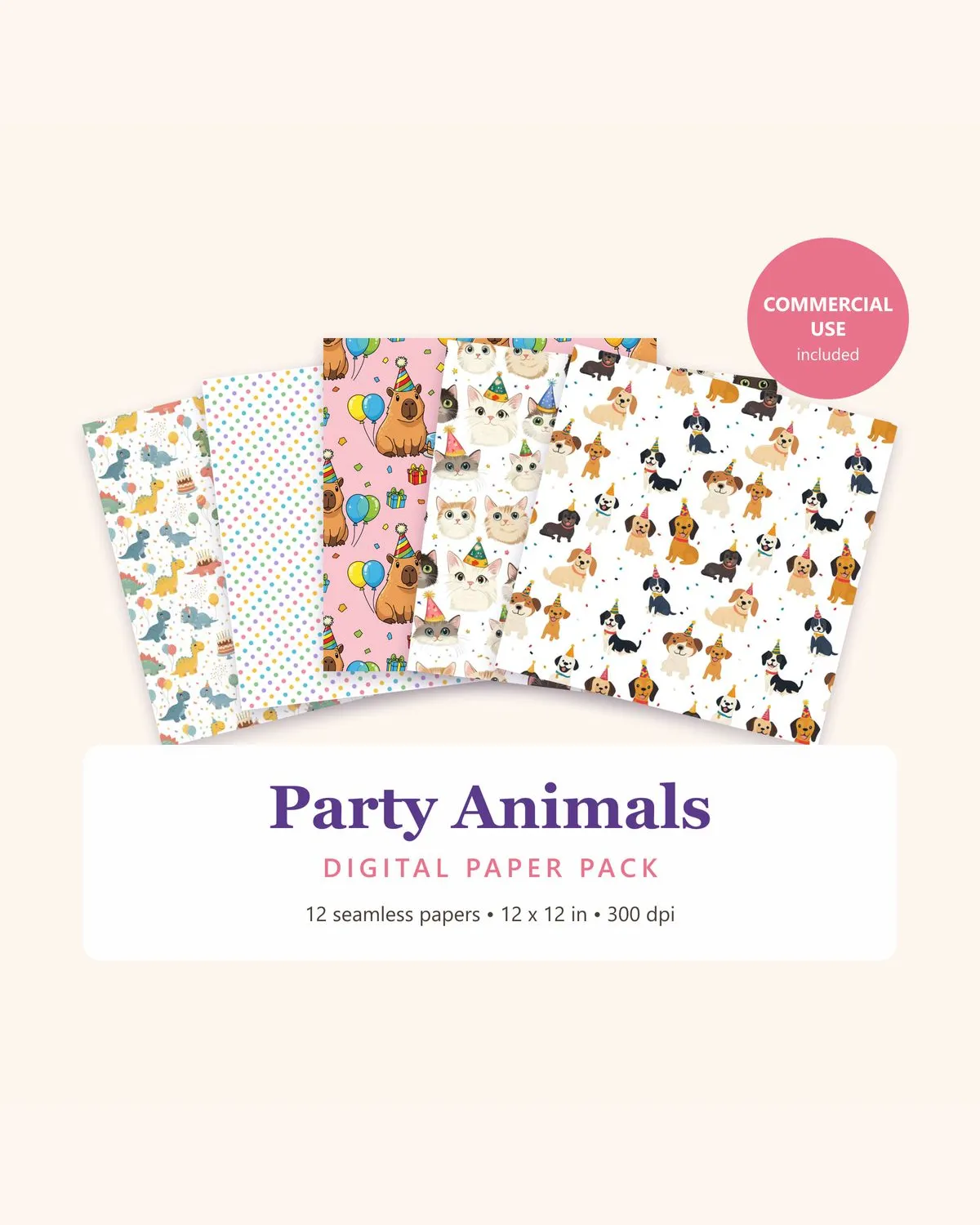 Party Animals Digital Paper Pack