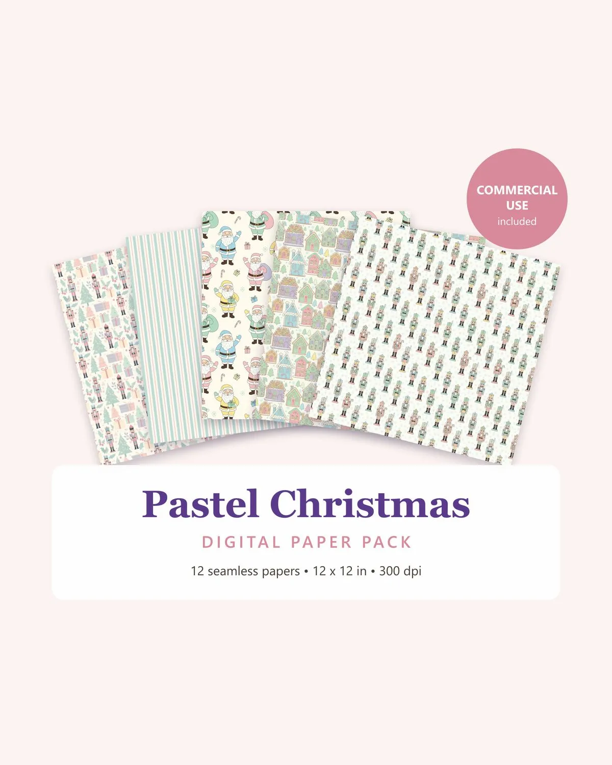 Pastel Christmas Digital Paper Pack