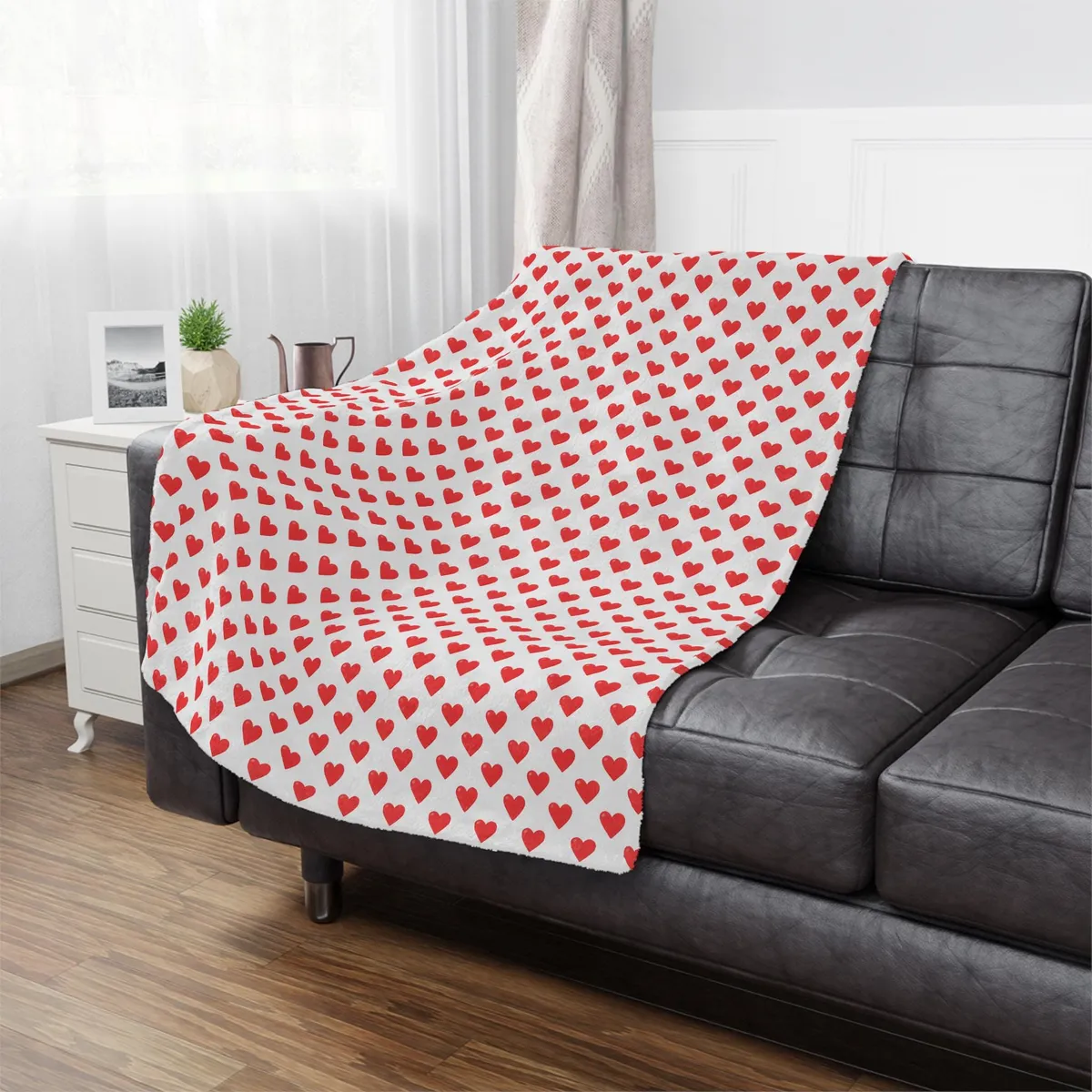 Red Hearts Microfiber Blanket
