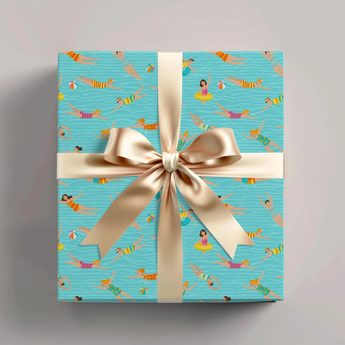 Retro Swimmers Wrapping Paper
