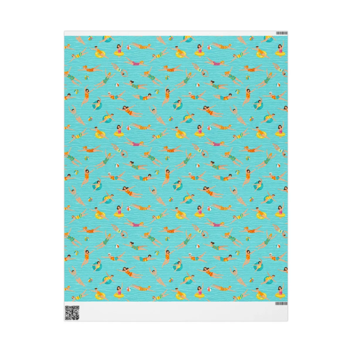 Retro Swimmers Wrapping Paper — view 2