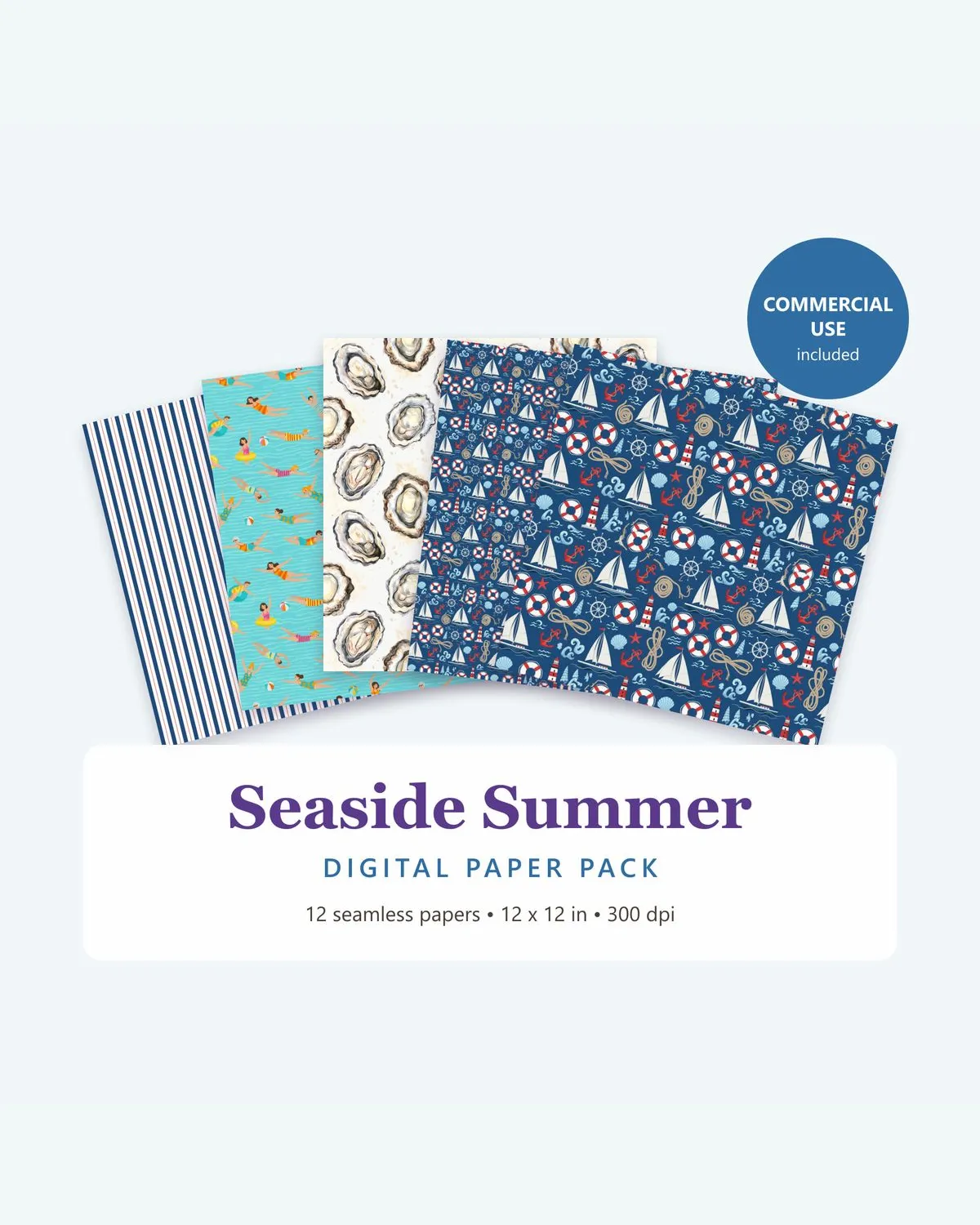 Seaside Summer Digital Paper Pack