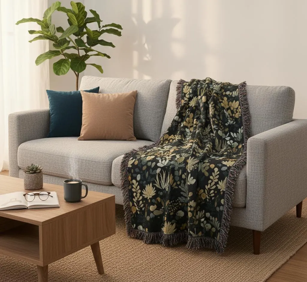 Succulent Tapestry Woven Blanket – Cozy Botanical Throw — view 3