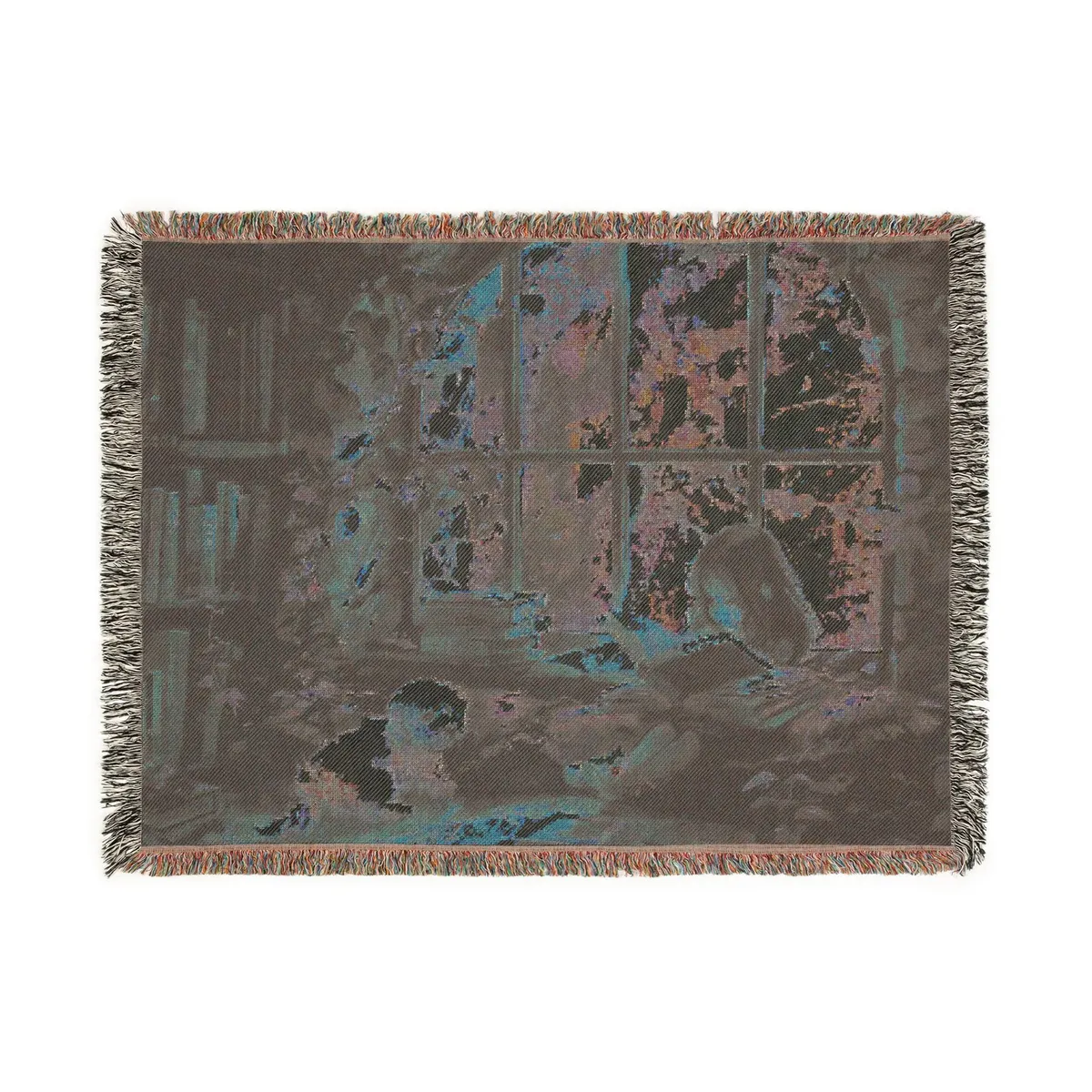 Whimsical Girl and Dog Woven Blanket — view 3