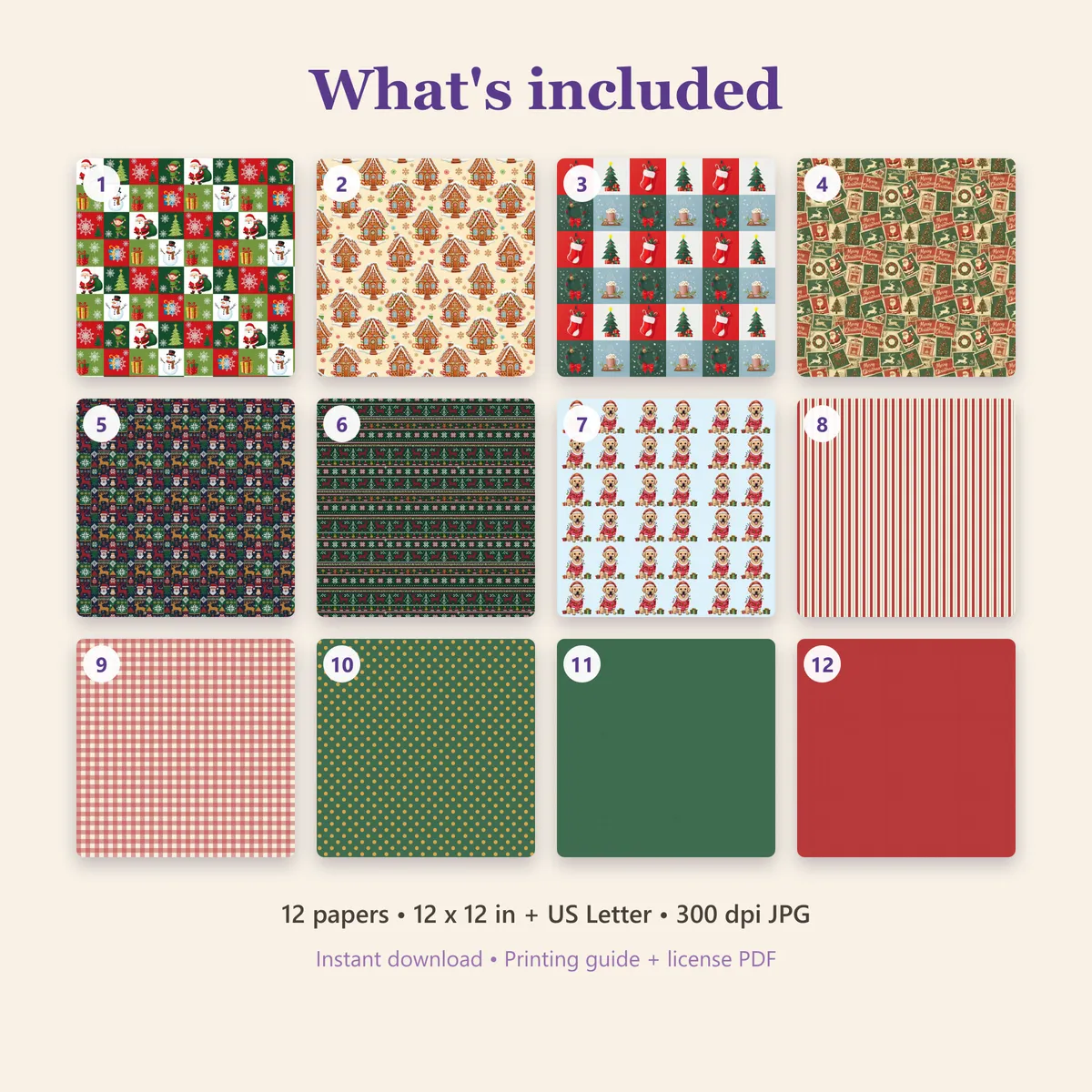 Classic Christmas Digital Paper Pack — view 2
