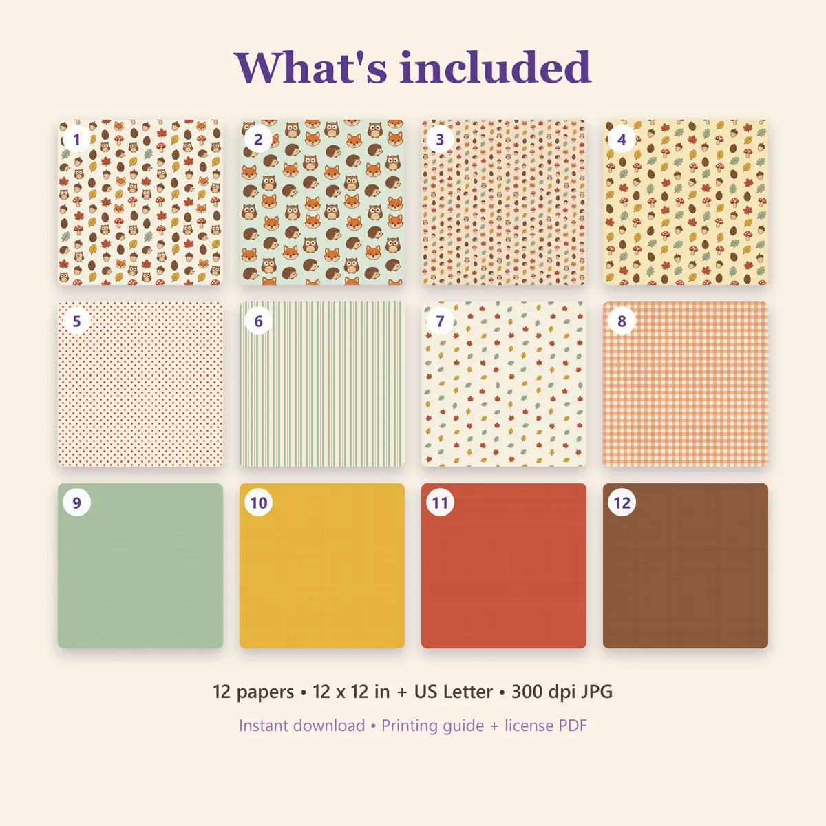 Cozy Woodland Digital Paper Pack — view 2