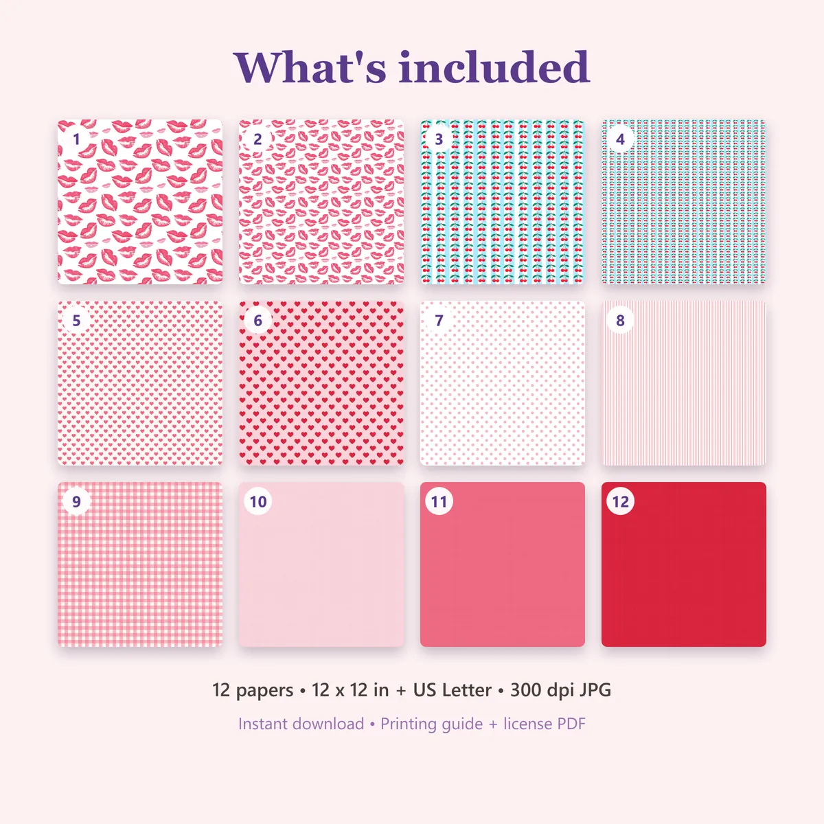 Sweet Kisses Digital Paper Pack — view 2