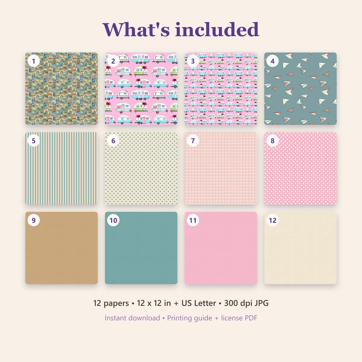 Vintage Travel Digital Paper Pack — view 2